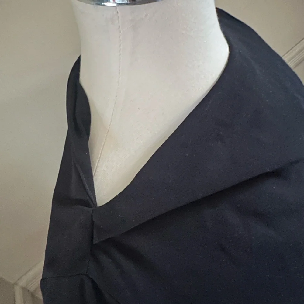 Zara Black Boatneck Draped Asymmetric Hem Long Sleeve Blouse - Picture 3 of 7